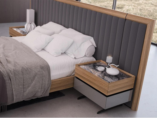 Slaapkamer Set 3-delig Tweepersoons Bed Modern 2x Nachtkastjes Hout Design Compleet