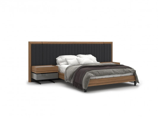 Slaapkamer Set 3-delig Tweepersoons Bed Modern 2x Nachtkastjes Hout Design Compleet