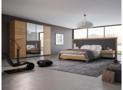 Slaapkamer Set 3-delig Tweepersoons Bed Modern 2x Nachtkastjes Hout Design Compleet