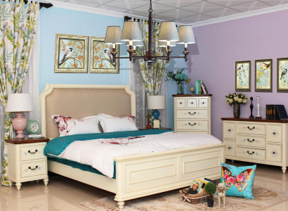 Bed 2x nightstand 3 pieces. Bedroom set design modern luxury classic group