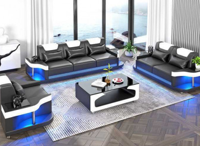 Bankstel Bankstel Leren banken Bank Compleet 3-delig Zwart Set