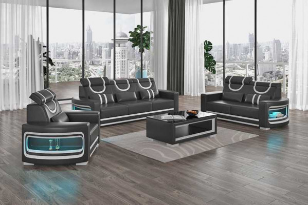 Bankstel Luxe Complete Bankstel Bruin Kunstleer Bankstel 3-2-1