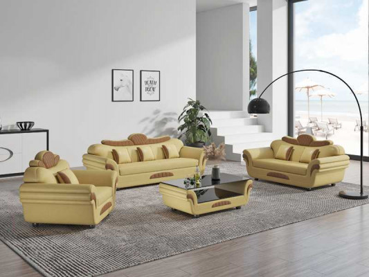 Bankstel Bankstel Leren banken Bank Complete 3-delige banken Bruin