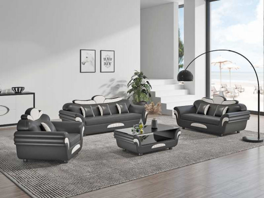 Bankstel Bankstel Leren banken Bank Complete 3-delige banken Bruin