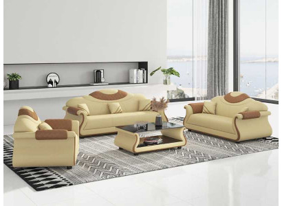 Compleet bankstel bankstel 3-dlg Sofas leren bankstel bankstel bruin