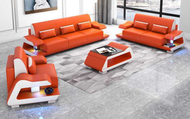 Bankstel bankstel lederen bankstellen bank compleet 3-delig wit set 3+2+1