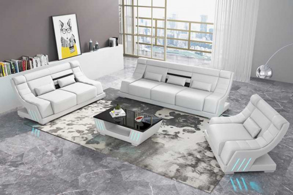 Sofa set Luxe Compleet bankstel Wit Kunstleer Bankstel 321