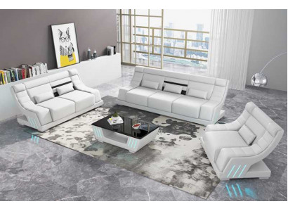 Sofa set Luxe Compleet bankstel Wit Kunstleer Bankstel 321