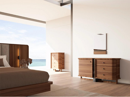 Bruine ladekast slaapkamer compleet modern spiegel design meubels.