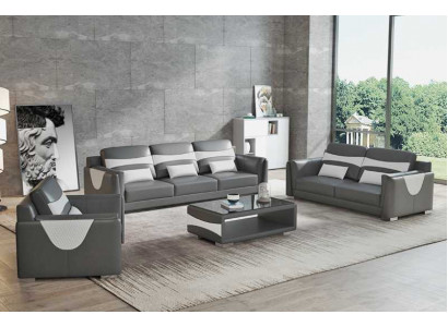 Sofagroep Luxe Complete bankstel Grijs Kunstleer Bankstel 321