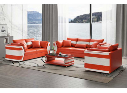 Rood bankstel bankstel leren bank bank compleet 3-delig bankstel set