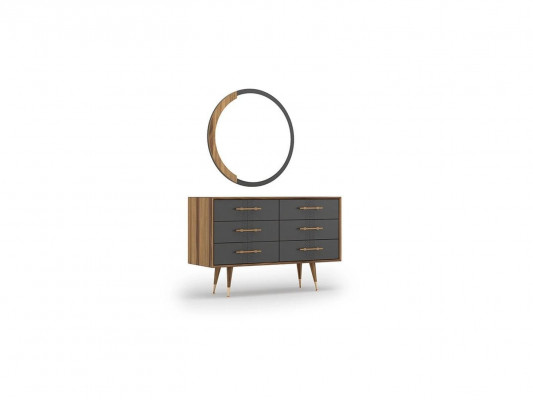 Design slaapkamer compleet 5-delig bed 2x nachtkastjes commode met spiegel