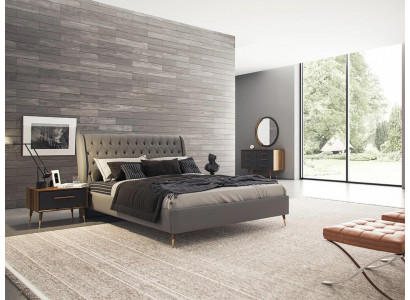 Design slaapkamer compleet 5-delig bed 2x nachtkastjes commode met spiegel