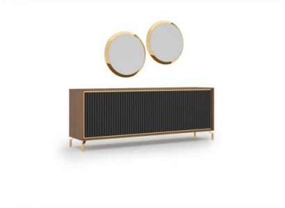 Eetkamer Moderne eetgroep dressoir met 2 spiegels Luxe houten meubels