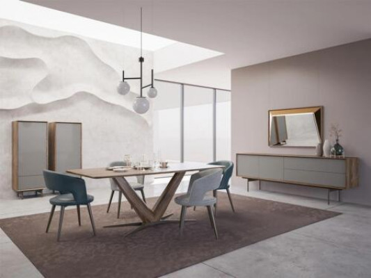 Eetkamer set 9-delig Eettafel Compleet Stoelen 4x Hout Dressoir Nieuw Houten kast