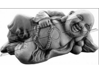 Figuur Boeddha sculptuur in steenlook. Groot beeld voor tuindecoratie.