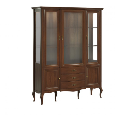Grote kast Massief echt hout Rustiek Klassieke vitrinekast PR-W3