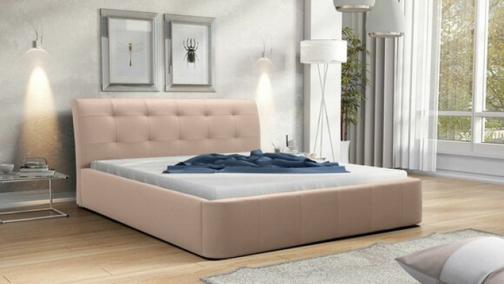 Klassiek bedframe gestoffeerd bed hotel leder textiel bedden stof 180x200cm