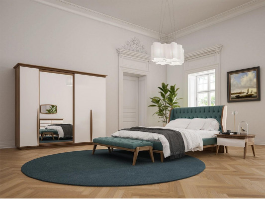 Compleet slaapkamerbed 2x nachtkastjes Moderne kledingkast Bank Nieuw