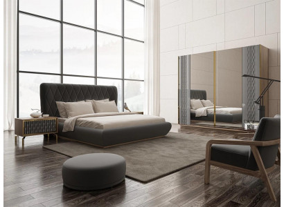 Compleet set dubbel bed Luxe 2x nachtkastjes Ontwerpkast Kledingkast