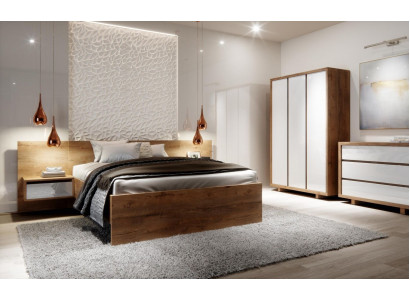 Compleet slaapkamer set Bed Nachtkastje Kledingkast Commode Design 5 dlg.