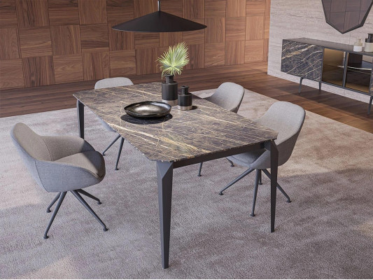 Luxe eetkamer compleet eettafel 4x stoelen inrichting dressoir met spiegel.