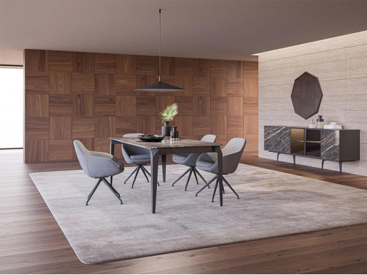 Luxe eetkamer compleet eettafel 4x stoelen inrichting dressoir met spiegel.