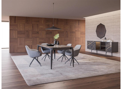 Luxe eetkamer compleet eettafel 4x stoelen inrichting dressoir met spiegel.