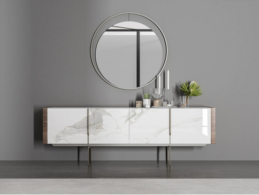 Luxe eetkamer modern dressoir met spiegeldesign inrichting nieuw