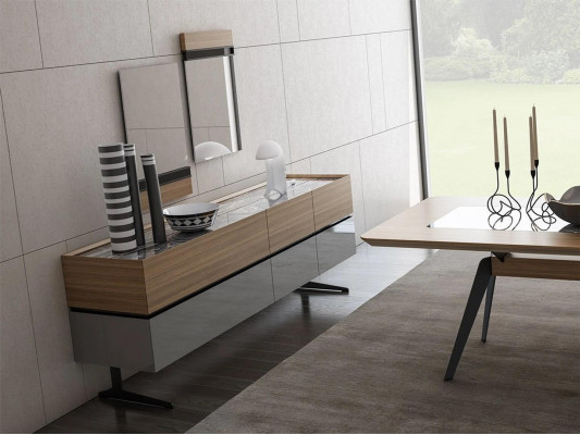 Luxe eetkamerset 8-delig eettafel Compleet stoelen dressoir met 2x spiegel Nieuw