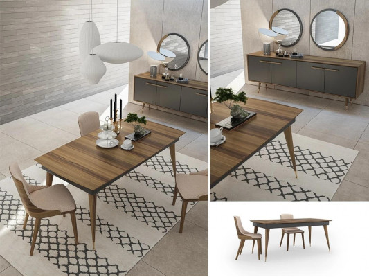 Luxe eetkamerset Eettafel 4x stoelen Luxe dressoir met 2x spiegel Nieuwe set