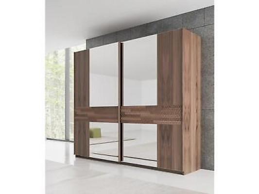 Luxe houten kast Modern slaapkamer design Kledingkast glazen deuren
