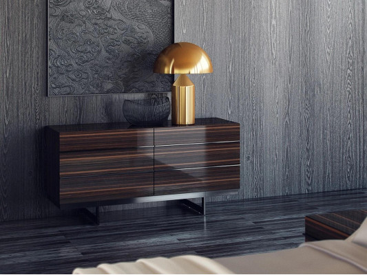 Luxe modern slaapkamerset met tweepersoonsbed, compleet met 2 nachtkastjes en een commode.