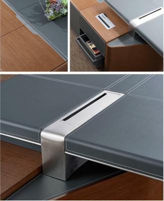 Luxe bureau van leer en hout tafels kantoortafel inrichting ontwerper.