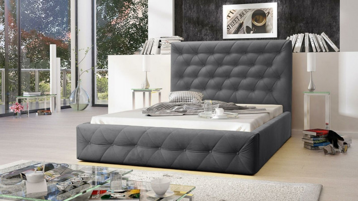Modern houten designerbed, luxe meubels bedden, nieuw tweepersoonsbed slaapkamer.