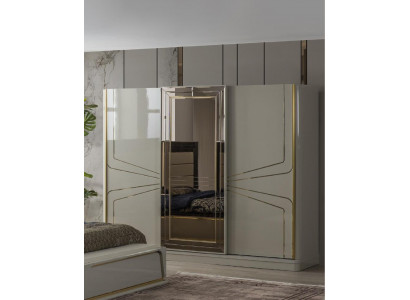 Modern slaapkamer set in beige met Europese accenten.