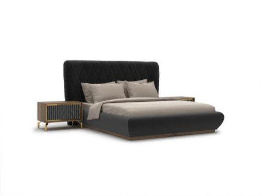 Slaapkamer 3-delige luxe set Dubbel bed Ontwerp Hout 2x Nachtkastjes Compleet