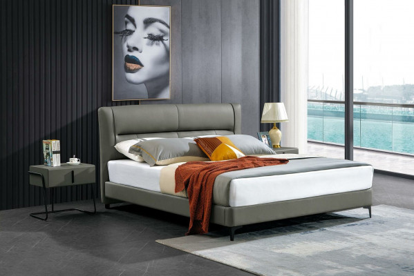 Slaapkamer lederen bed Compleet bed 3-delige set Hotelsets Nachtkastjes.