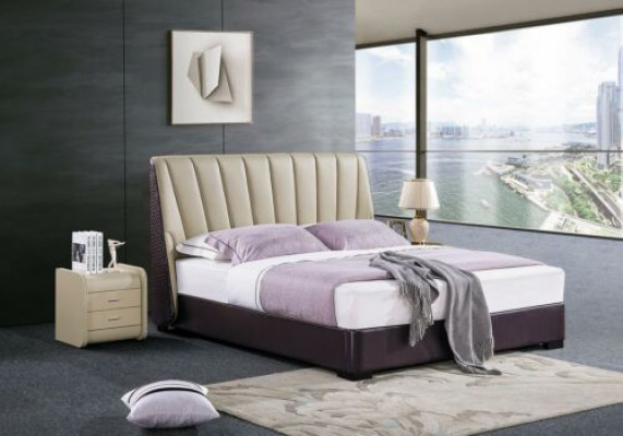 Slaapkamer lederen bed Compleet bed 3-delige set Hotel Sets Nachtkastjes.