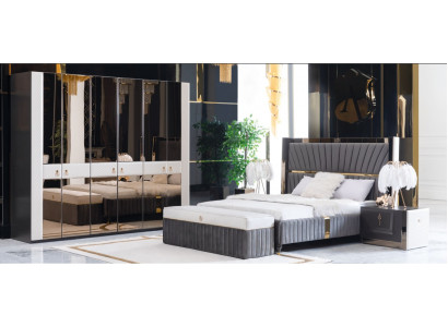 Slaapkamer Compleet Set Bed Nachtkastje Kruk 5-delige Ontwerp Houten Meubelsets Nieuw