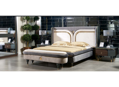 Bed 2x Bedside table 3-piece Set Beds Double bed Bedroom Hotel Marriage Luxury New