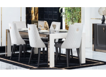 Zitgroep van textielstoffen met stoelbekleding, compleet ontwerp fauteuil en set van 6 stoelen