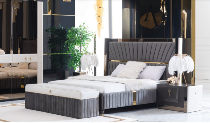 Bedframe Bed Hout Hotel Bedframe Grijs Meubels Bed Tweepersoonsbed Modern