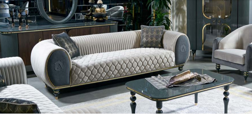 Driepersoonsbank 3-zits stof luxe bank bank grote bekleding 230 cm ontwerper