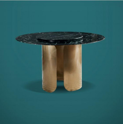 Eettafel Zwart Marmer Eetkamer Roestvrij Staal Ronde Tafel Design Meubels