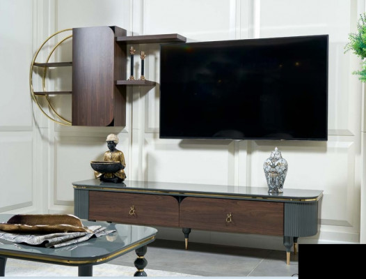 Houten design tv meubels planken kasten wandplanken wandkasten bijzettafel laag dressoir