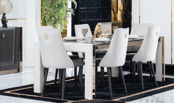 Ontwerp Luxe Tafels Eetkamer Italiaanse Meubelen Tafel Armstoel 6x Stoelen Nieuw