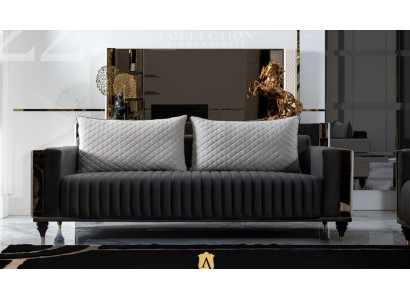 Driepersoonsbank gestoffeerde designbank 3-zits bankstellen modern zwart nieuw