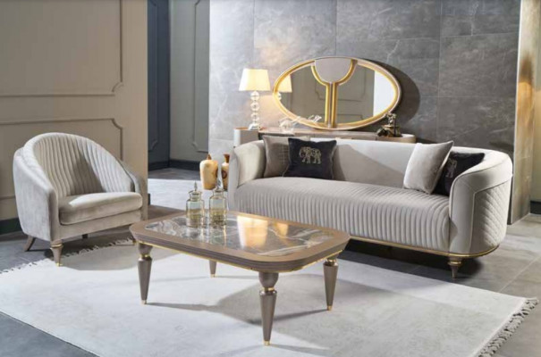 Sofa set 3+1 zitsbanken in Italiaanse stijl Designer gestoffeerde banken Nieuw