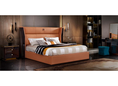 Lederen bed slaapkamer meubel ontwerp groep 3-delige set 2x nachtkastjes.